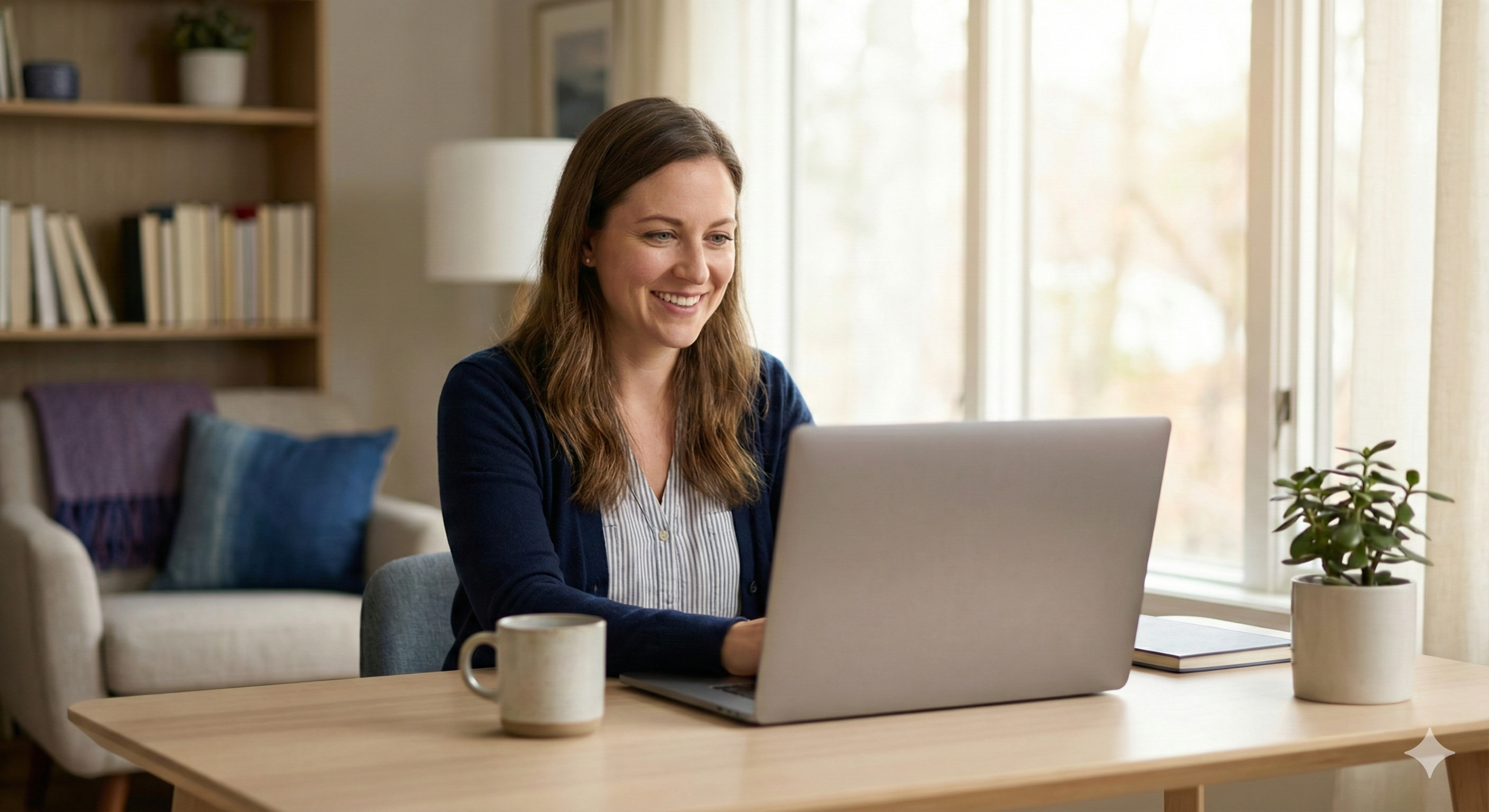 Teacher using laptop